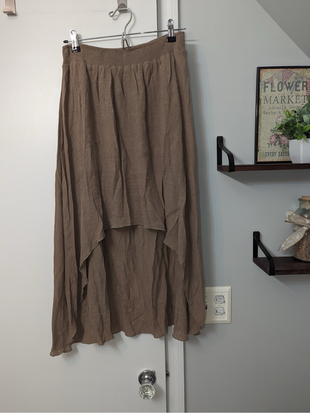Love Culture Taupe High-Low Flow Skirt